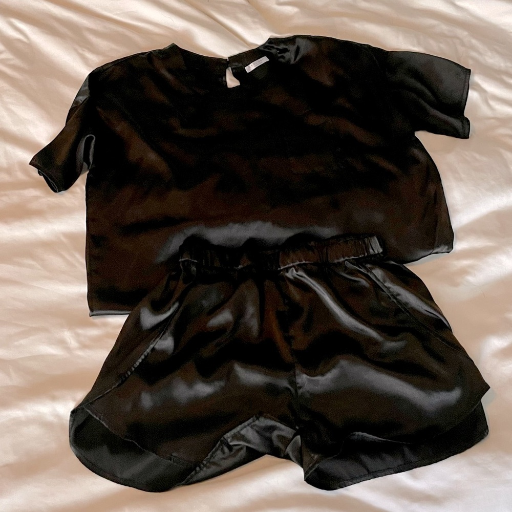 Black Satin PJ Set